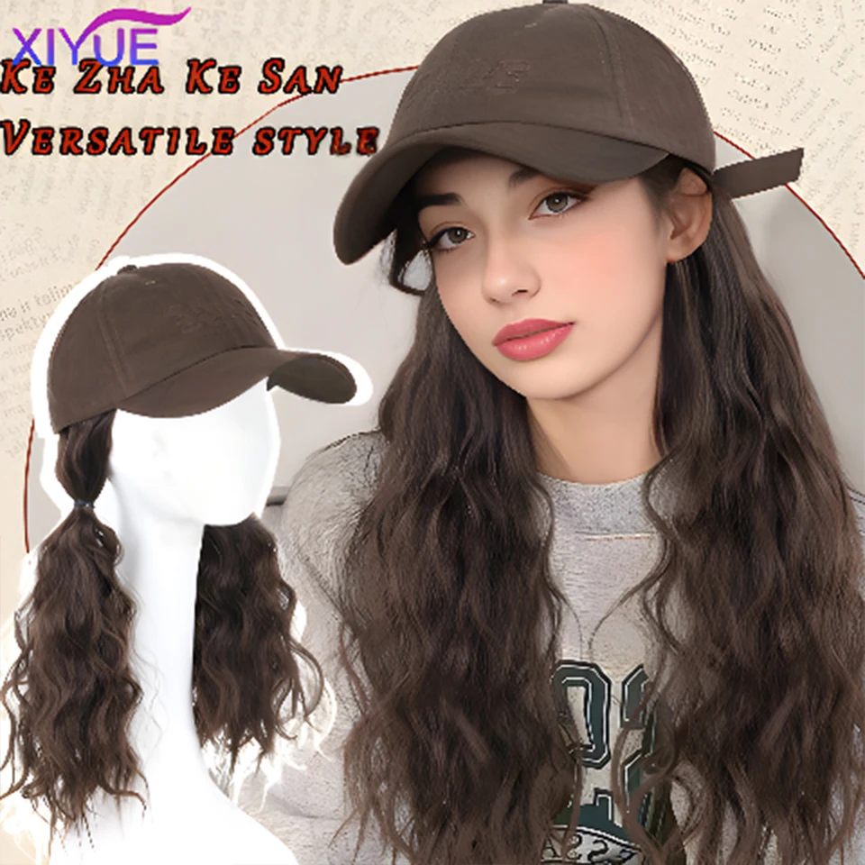 XIYUE  Hat wig all-in-one women's fashion wool curled wig hat women's 2023 new full head cover