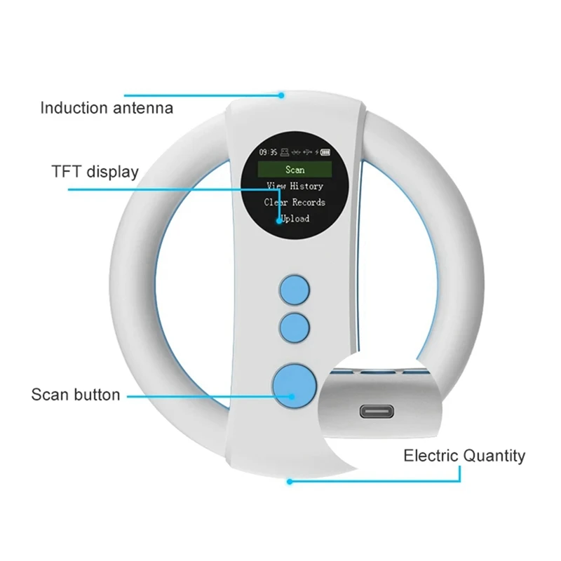 A82X-Animal Tag Reader 134.2Khz/125Khz Animal Chip Scanner 500 Records Memory Pet Information Reader