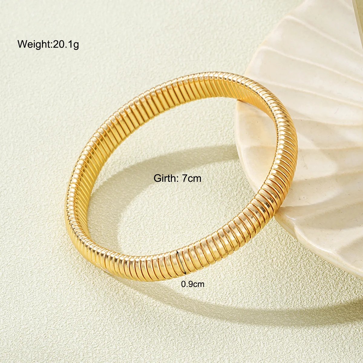 Vintage Simple Elastic Bangles Punk Gold Silver Color Geometric Metal Bangles for Women Bracelets Party Exquisite Jewelry Gifts