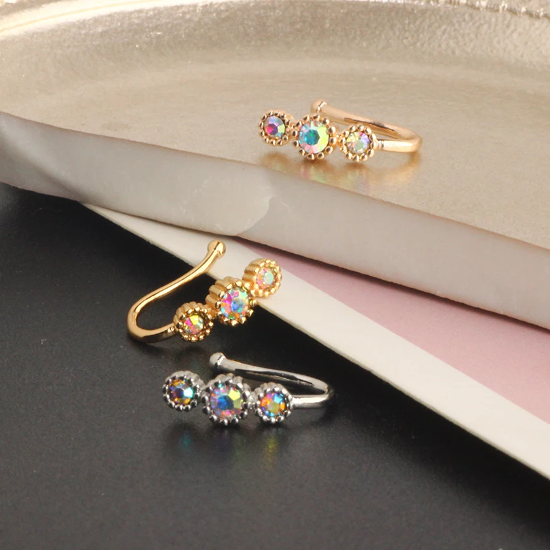 Crystal Butterfly Fake Nose Ring Non Piercing Clip On Nose Ring Indian Style Heart Nose Cuff Fake Piercing Nariz Jewelry