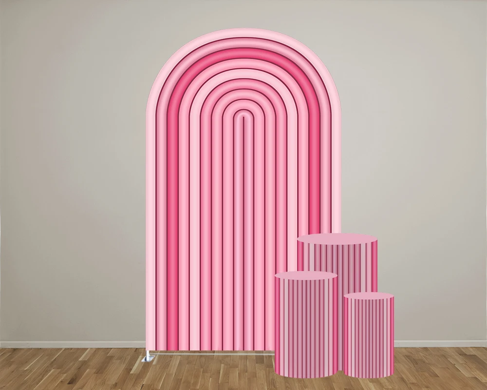 

Розовый гипсовый фон с изображением арки/цилиндрическая Крышка для дней рождения, свадьбы и детской вечеринки
