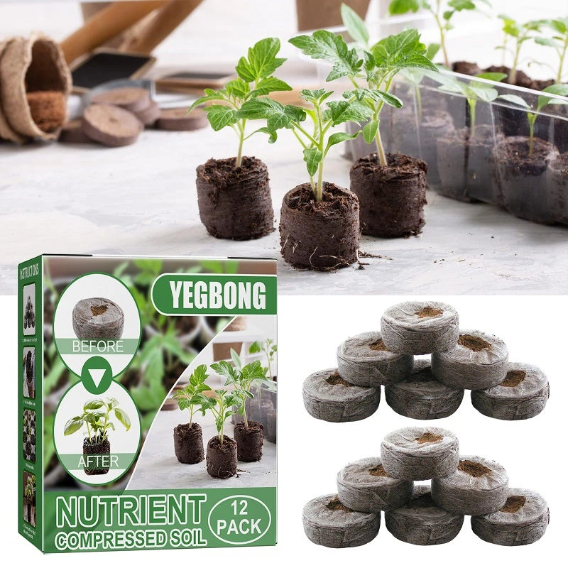 12PCS Compressed Peat Soil Pellets Seedling Block Maker Seeds Starting