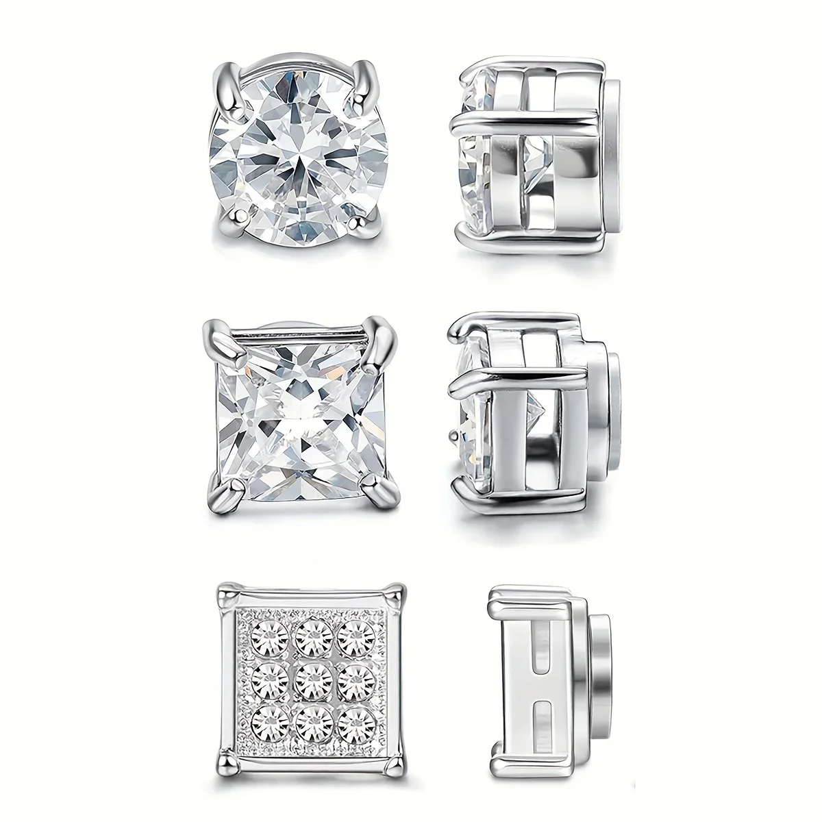 Stud Earrings Ear Clip Earrings Clip Earrings Ear Accessories Magnetic Earrings 1pairs 6mm Fashion Stainless Steel Magnetic Cubic Zirconia Non-Piercing Stud Earrings for Men and Women Daily Wear Jewelry