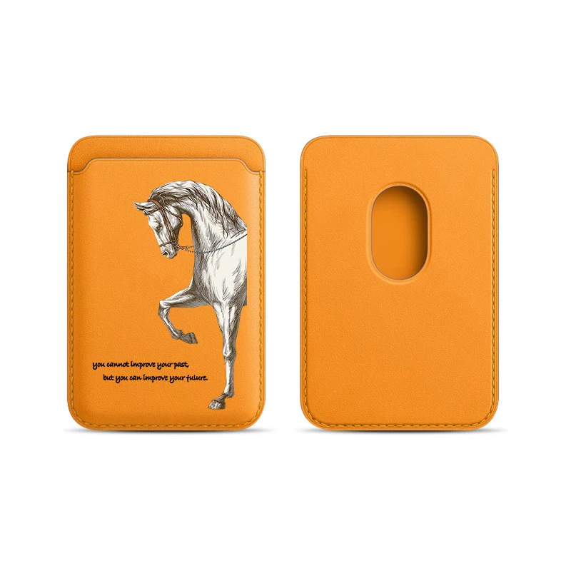 Luxury Magnetic Racehorse Leather Wallet Case with Card Holder
