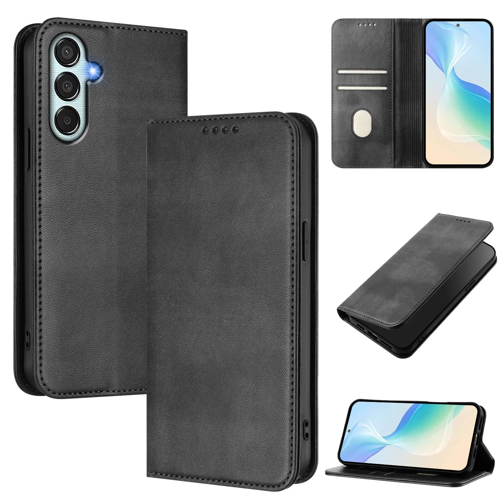 Leather Flip Wallet Phone Case with Card Slot