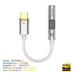 Premium Hi - Fi Type - C to 3.5mm Audio Adapter with DAC (Silver)