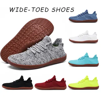 2025 Nuove scarpe da uomo a punta larga Casual Suola morbida Scarpe a punta larga Scarpe da ginnastica da passeggio Mesh traspirante Comode scarpe a piedi nudi