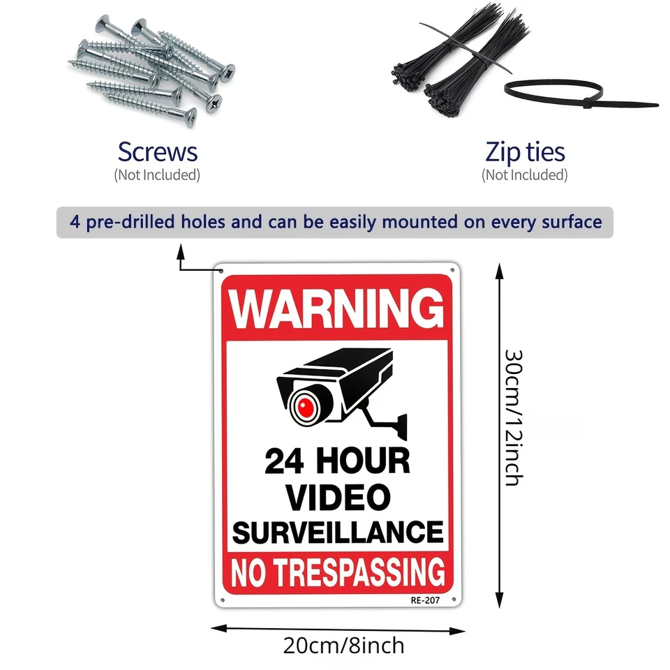 Cartello Di Sicurezza "Videosorveglianza 24h" Con Paletto – Alluminio Riflettente 25x25cm, Per Esterno, Antiruggine - 2
