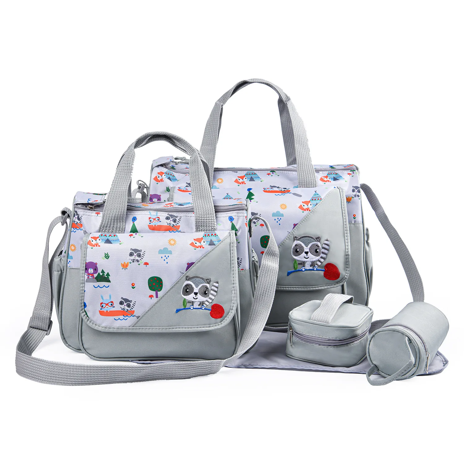 5PCS Baby Nappy Diaper Bags Set Mummy Diaper Shoulder Bags with