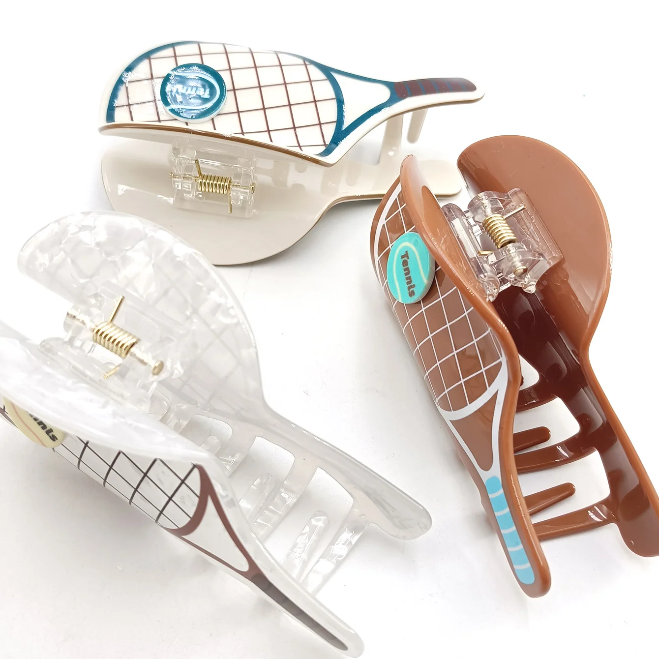 1/2 Stück Niedliche und Kreative Sport-Tennisschläger-Accessoires, Krallen-Haarspange, Haifisch-Haarspange, Haar-Accessoires – Detail 4