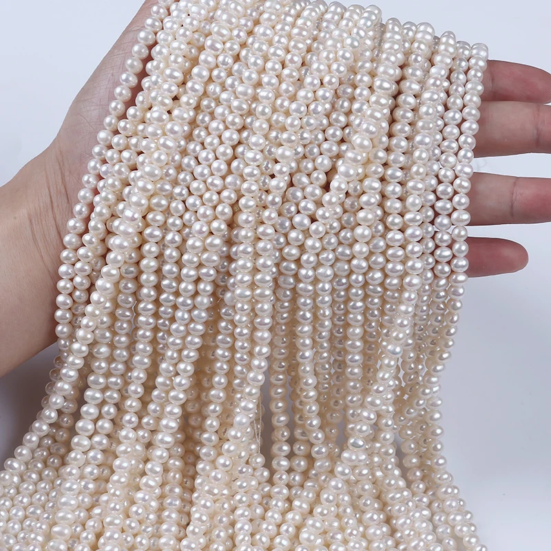 

High quality 5-6mm White Potato Freshwater Pearl strand jewelry making supplies pearl beads