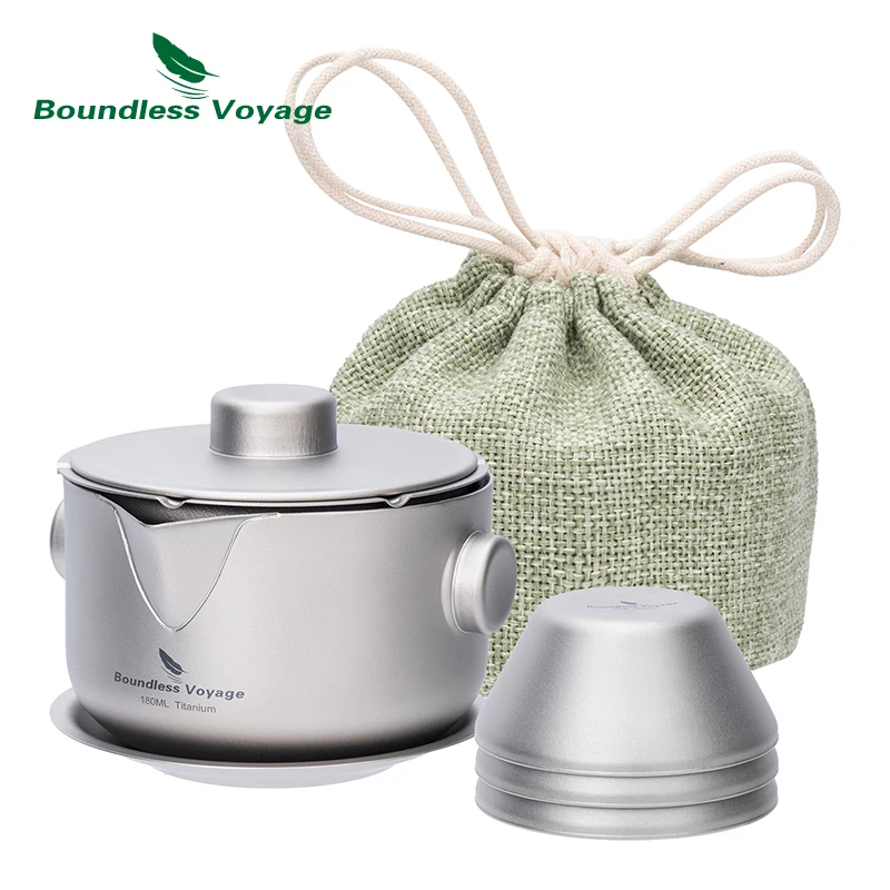 Boundless Voyage 티타늄 가이완 티팟 컵, 뚜껑 및 필터가 있는 이중층 차 메이커, 초경량 쿵푸 차 세트, 쌓을 수 있는 머그잔