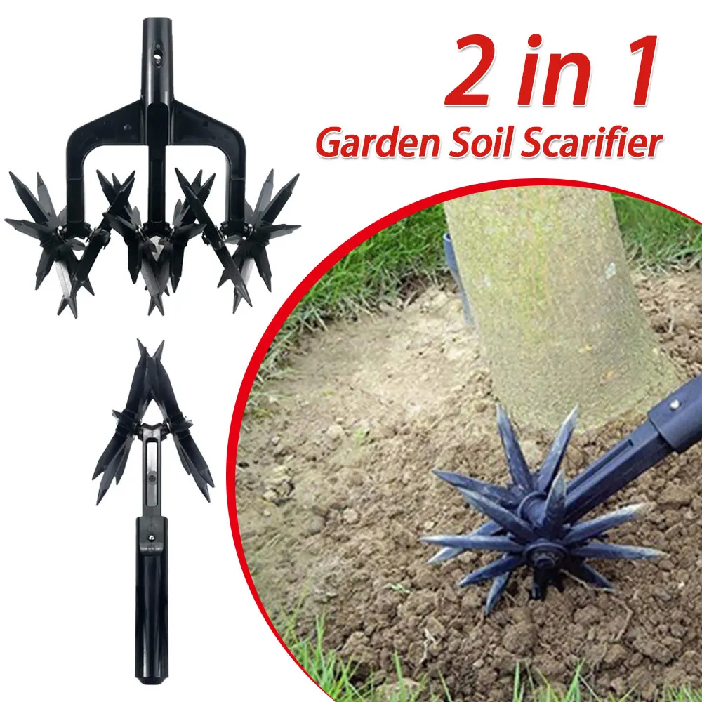 Garden Aerator Garden Soil Scarifier Wear Resistant 2 in 1 Ventilated Scarifier Rotary Tiller for Rotary Cultivator Tool