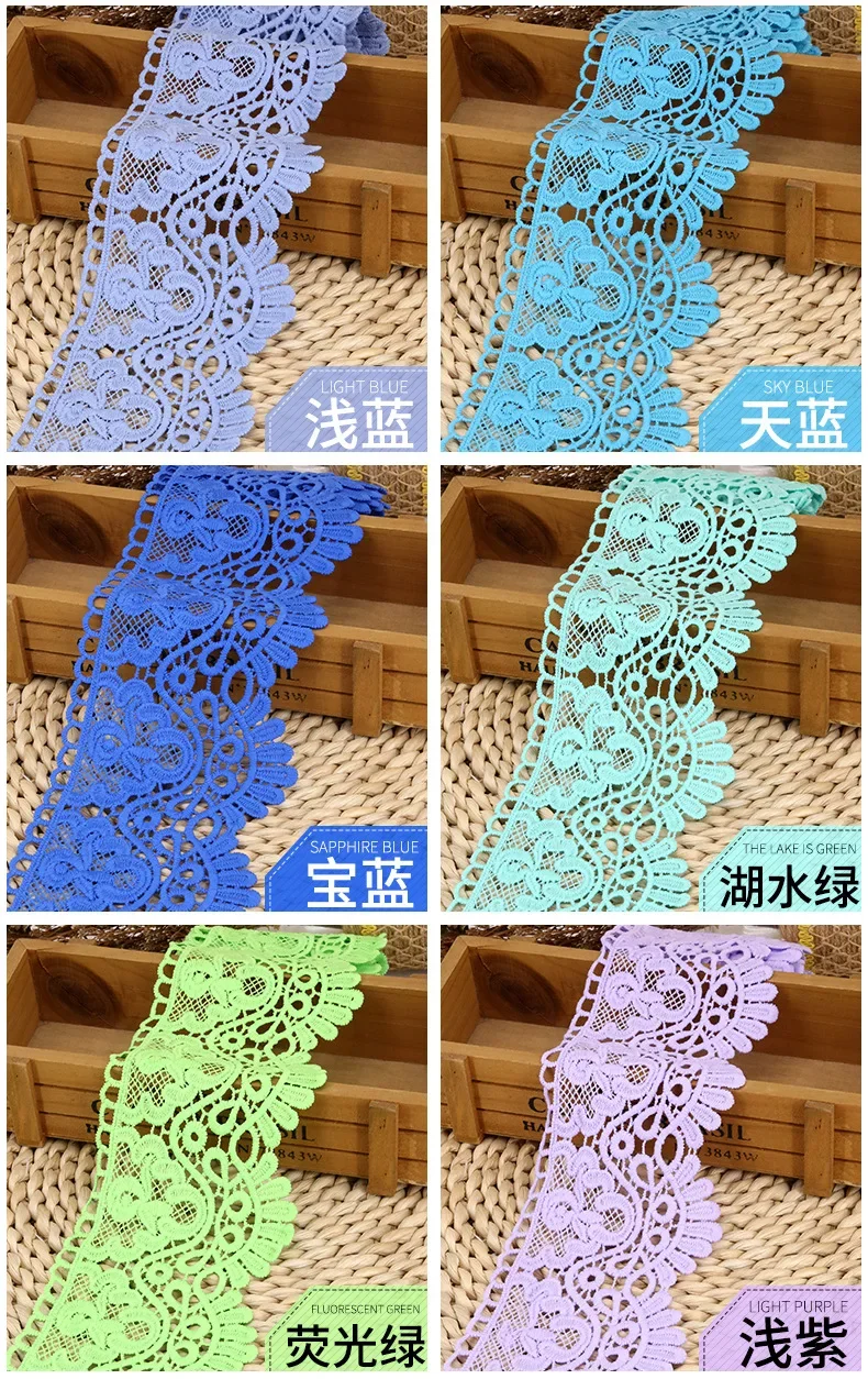 할로우 아웃 꽃 자수 레이스 리본, DIY 의류 재봉 원단, 폭 10cm, 블랙 화이트, 수제 공예, 레이스 테이프, 2m