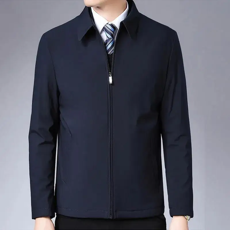 New Brand Men's Jacket Turn-down Collar Men's Jacket Business Casual Solid Color Jacket for Men Work Coat 2024 Spring Autumn New