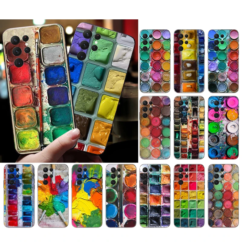 

Watercolors Paint Palette Painting Box Phone Case For Samsung S23 S22 S21 S20 Ultra S20 S22 S21 S10E S20FE S10 S9 Plus Shell
