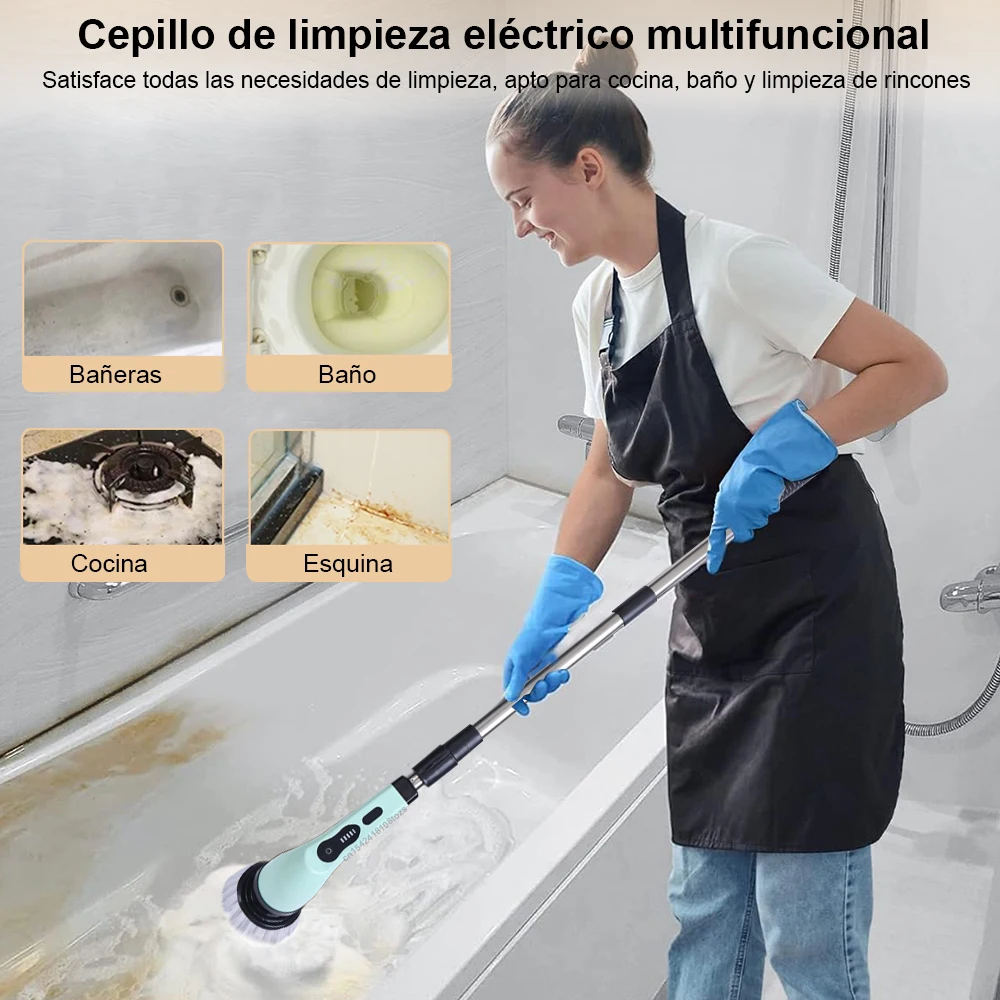 Cepillo Limpieza Electrico Cepillo De Limpieza Elu00e9ctrico, Limpiador  Elu00e9ctrico Para Cepillo De Limpieza Limpiador Electrico Giratorio  Inalambrico Para Banera Y Azulejos Con 7 Cepillo Para Lavadora