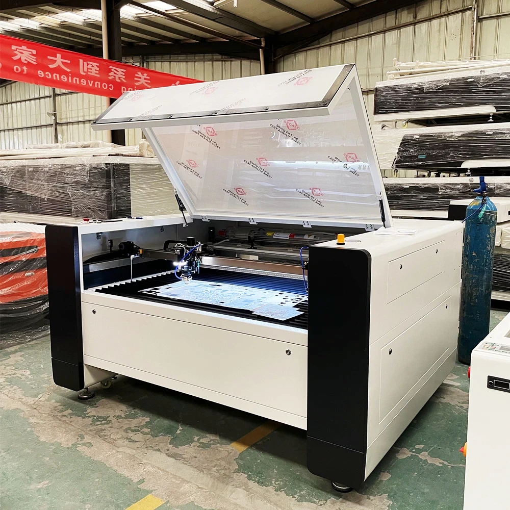 Kleine bedrijven 150 W 1390 Pro Co2 USB Lasersnijmachine met DSP-systeem Autofocus Lasersnijder Graveur Chiller 1300 * 900 mm