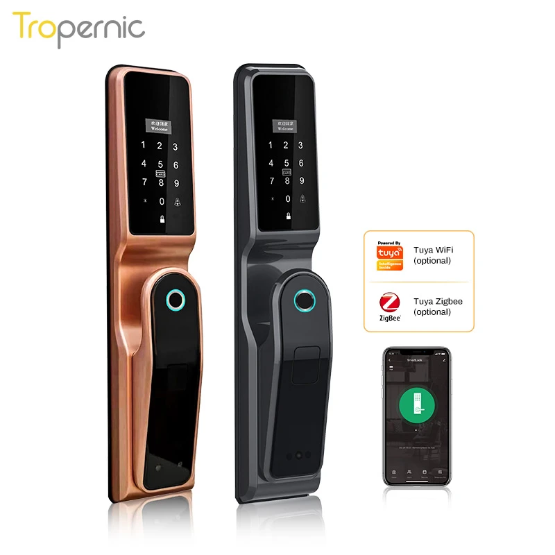 Wifi Smart Lock Door With Tuya APP Remotely Biometric Fingerprint Smart Card Password Key Unlock Smart Life Smart Home proximity card reader with keypad