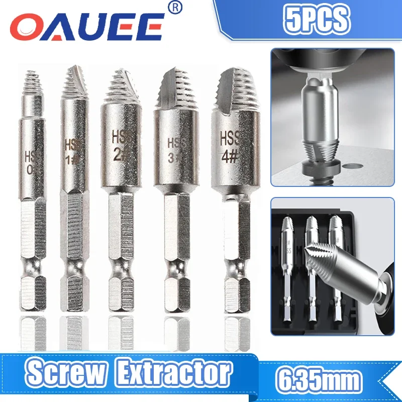 Screw Extractor Drill Bits for Wood Screw Sliding Thread Broken Removal High Speed Steel Broken Wire Removal Tools Extractor Set