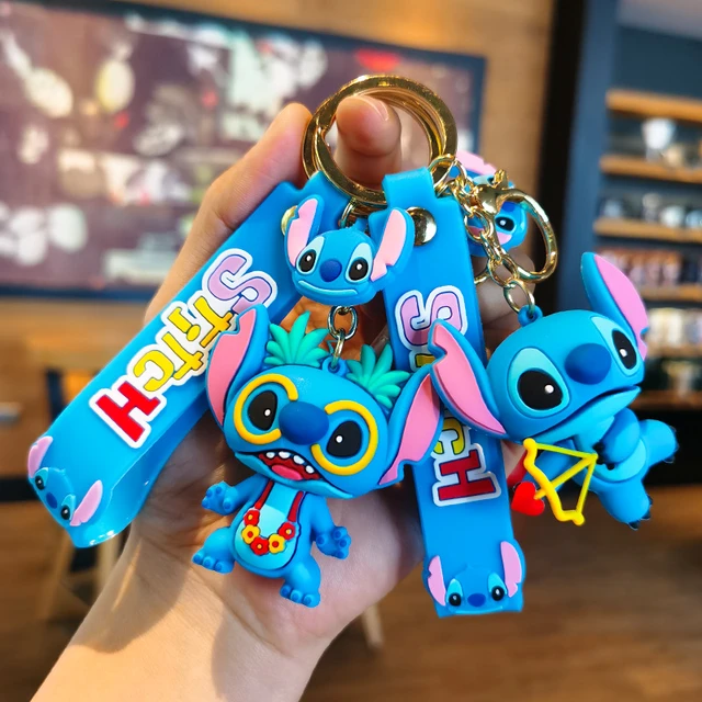 Disney-llavero de Lilo Stitch para niño y niña, accesorios de decoración de  bolso, colgante de coche, regalo, novedad