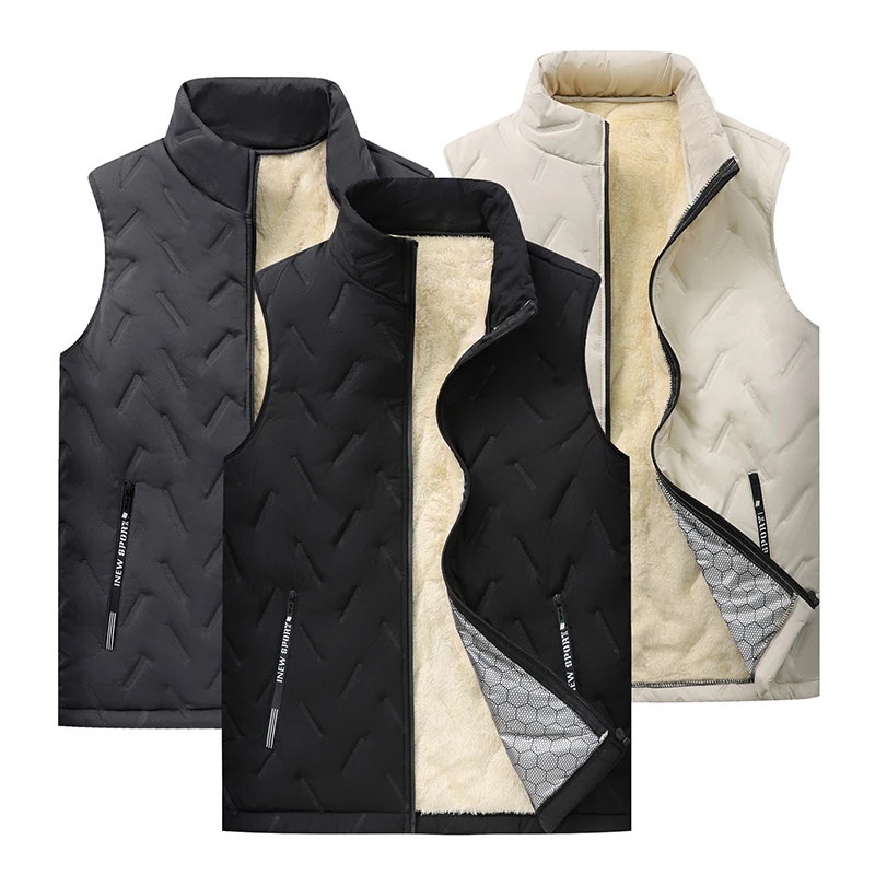 2024 New Cashmere Vest Autumn Winter Casual Sleeveless Jacket Men Warm Fleece Men Vest Jacket Thick Sleeveless Men's Vest