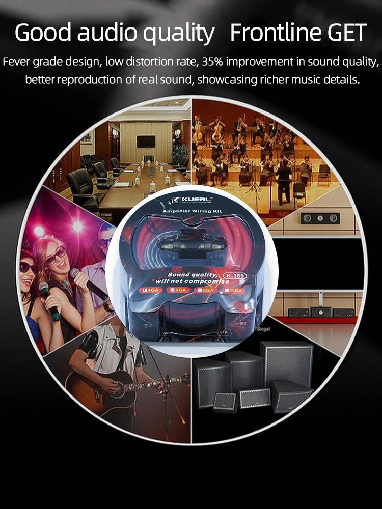 Auto Verstärker Verkabelung Kit 10/8/6/4GA Auto Verstärker Kabel Set 60Amp Sicherung Halter Set Subwoofer Modifikation verbindung Kabel Kit – Detail 8