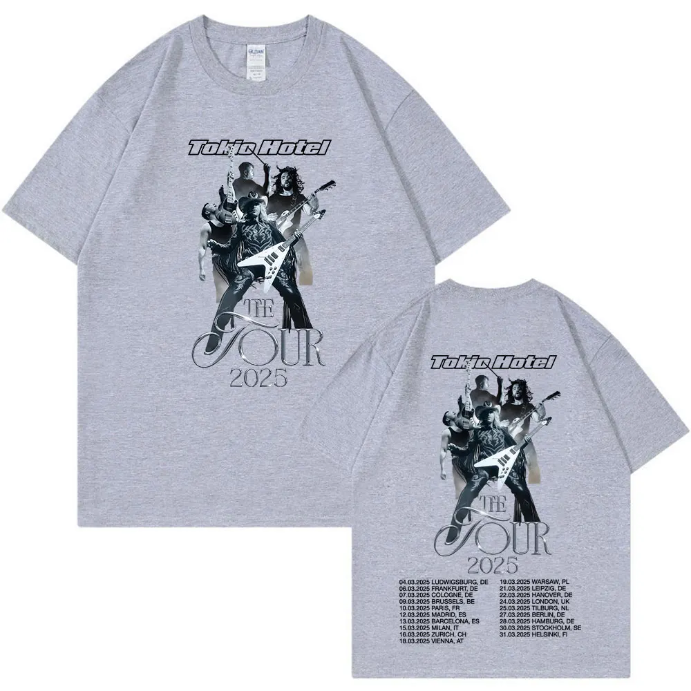 German Rock Band Tokio Hotel The Tour 2025 T Shirts Men Hip Hop Punk Gothic T-shirt Cotton Casual Loose Short Sleeve T-shirts 5