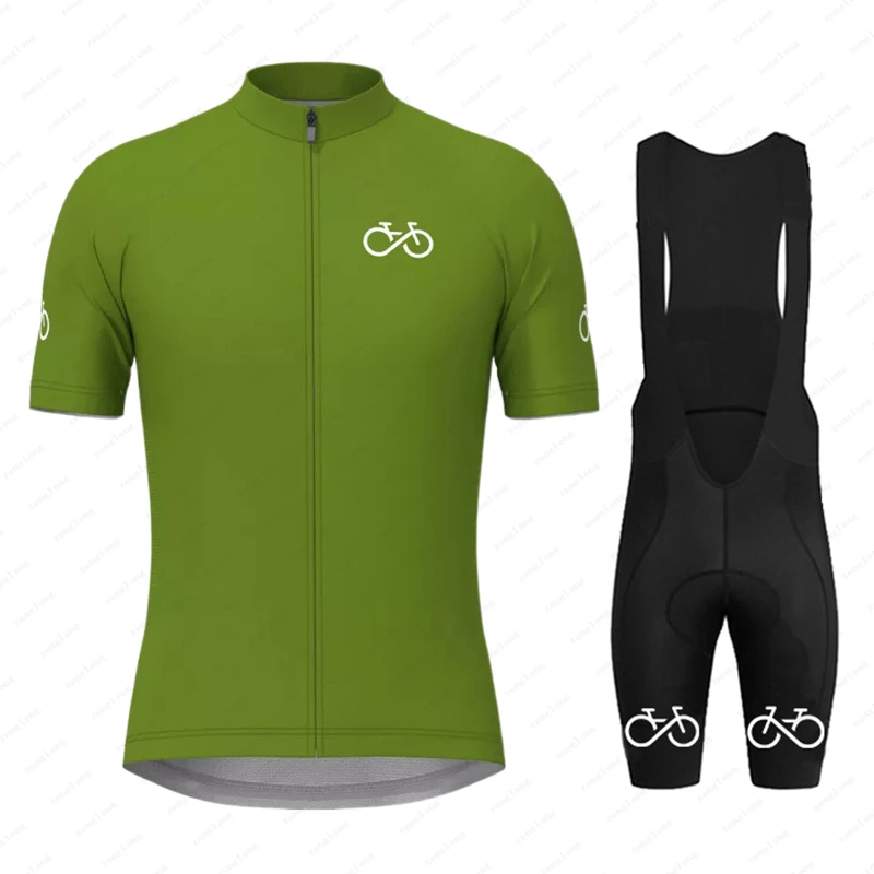 Men's Green Cycling Jersey Set MTB Uniform Bike Wear Ropa Ciclismo