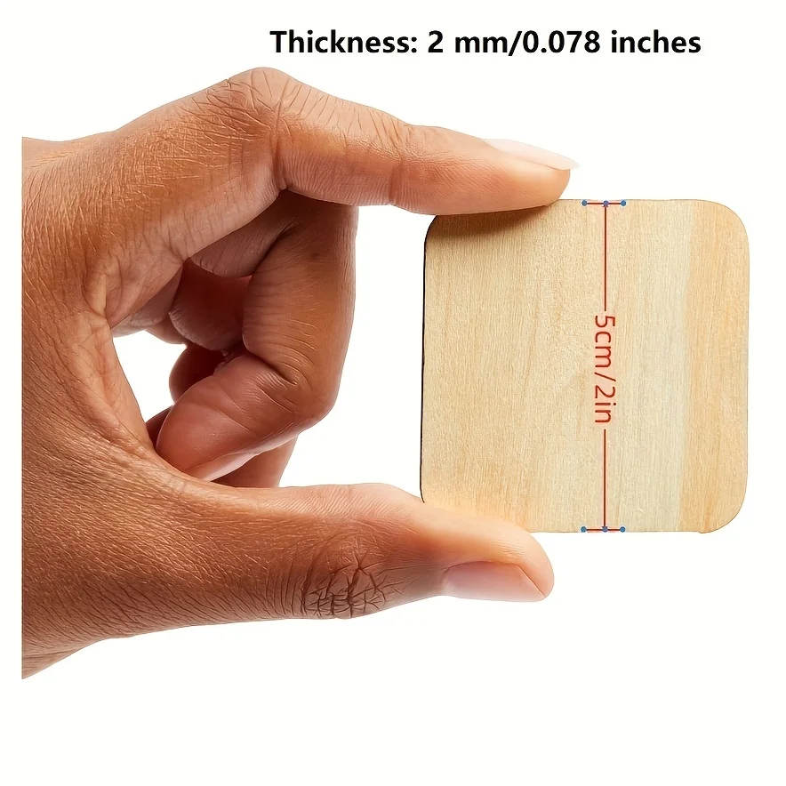 50Pcs 미완성 된 나무 조각, 2X2 인치 빈 나무 사각형, DIY 공예 그림 컵 받침 조각에 대 한 나무 사각형 컷 아웃 타일