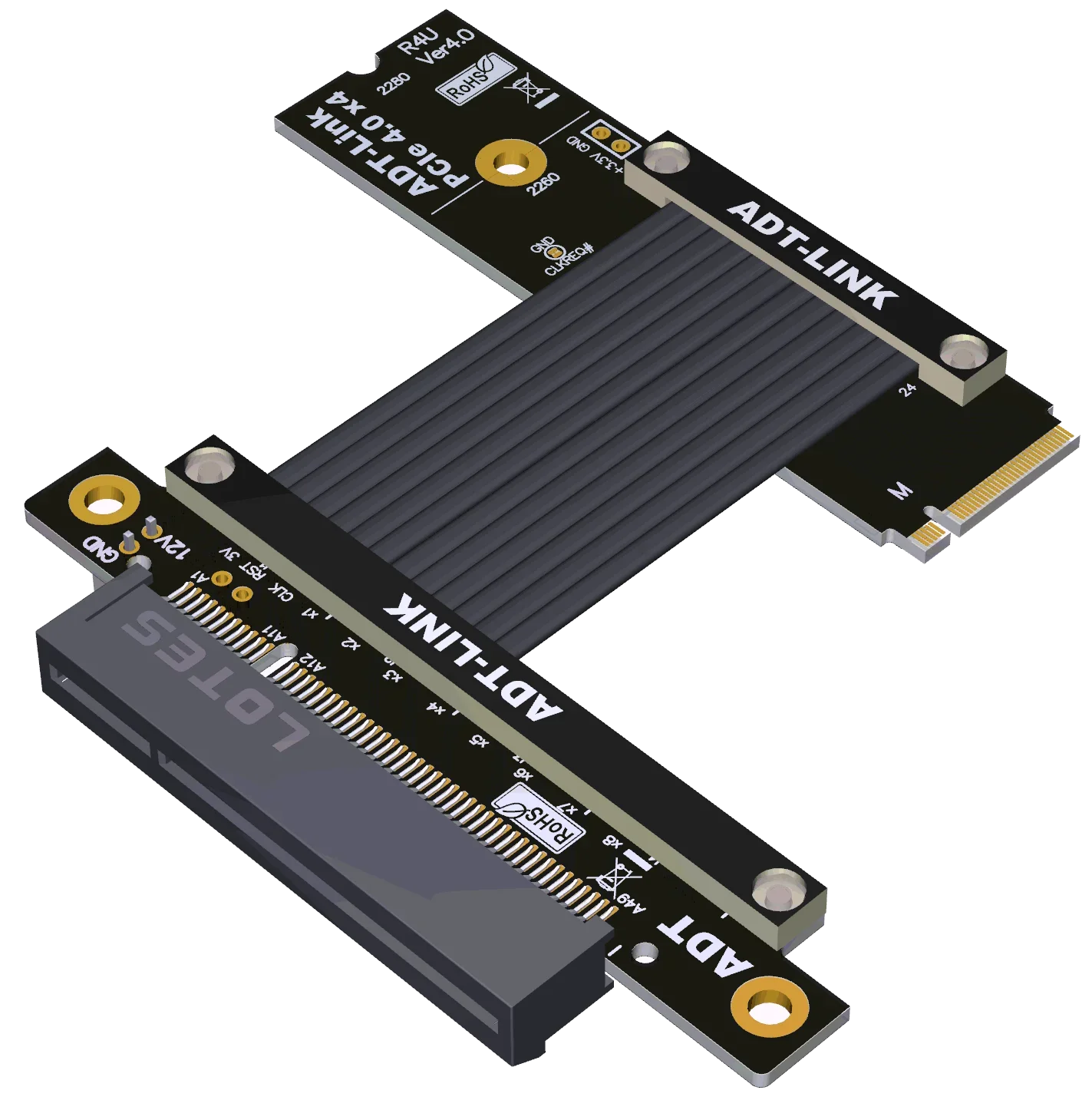 Adt M.2 Nvme para Pci-e x8 Jumper Adaptador Extensor Feminino para Placa de Vídeo Lan Raid Ssd m2 Nvme M-key para Pcie x8 Cabo de Extensão 4.0