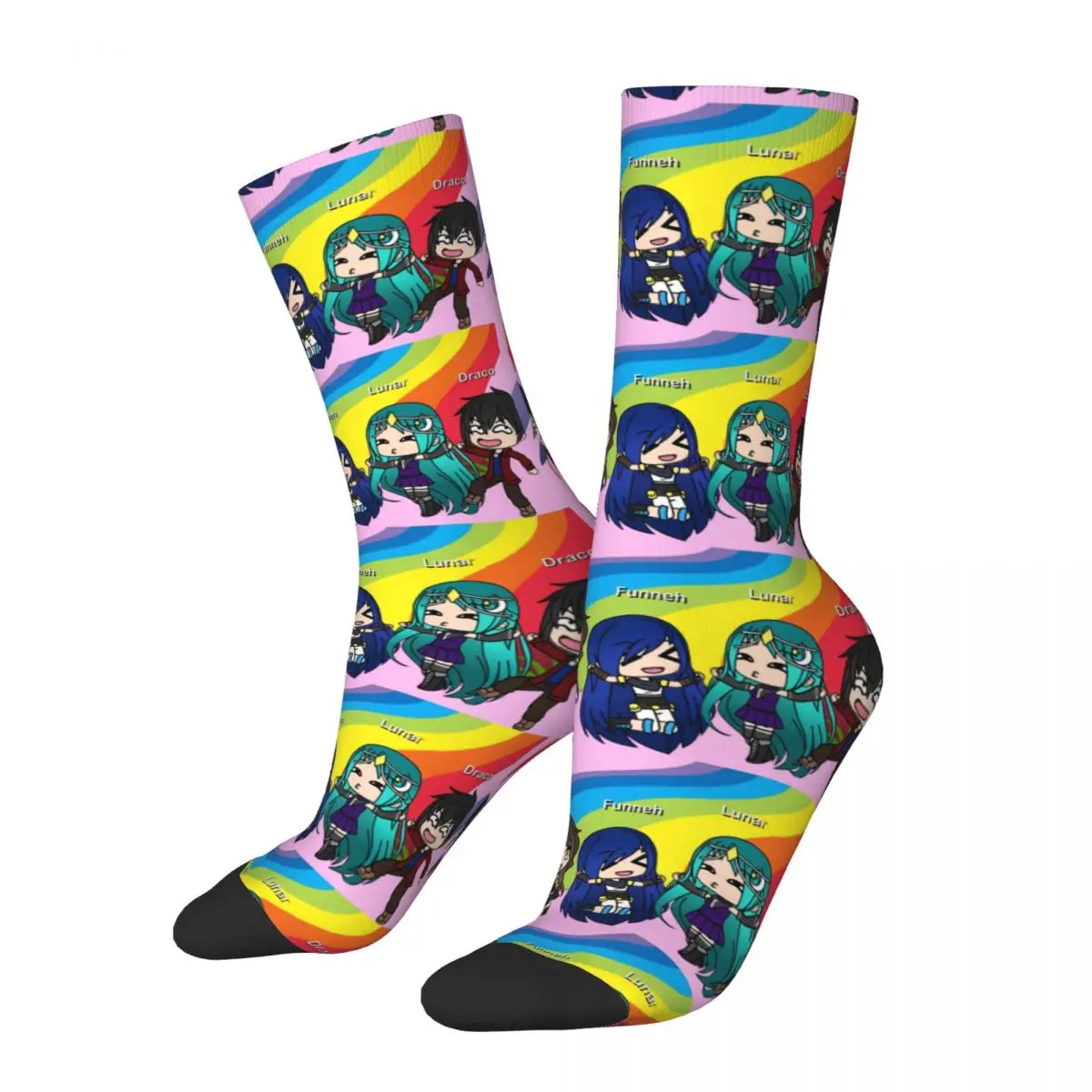 

Funny Crazy Compression Sock for Men Funneh Krew Friendly Hip Hop Vintage Gacha Life Casual Game Pattern Printed Boys Crew Sock
