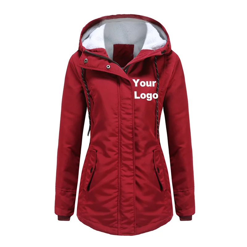 Autumn Custom Logo Women Warm Parkas Hooded Coats Female Mid-Long Cotton Jacket Warm Coat Outwear women autumn winter jackets warm women horn button coat slim warm woolen jackets female outwear plus size hooded coats for women