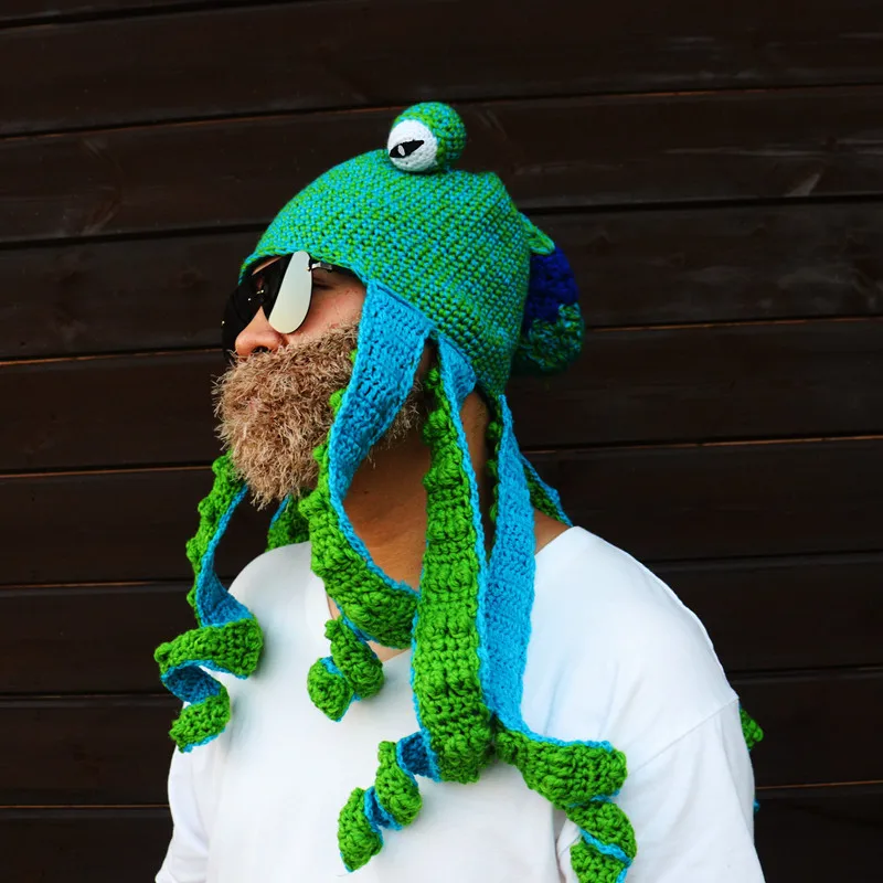 Octopus Baseball Hat Octopus Squid Knit Hat Winter Beanie With