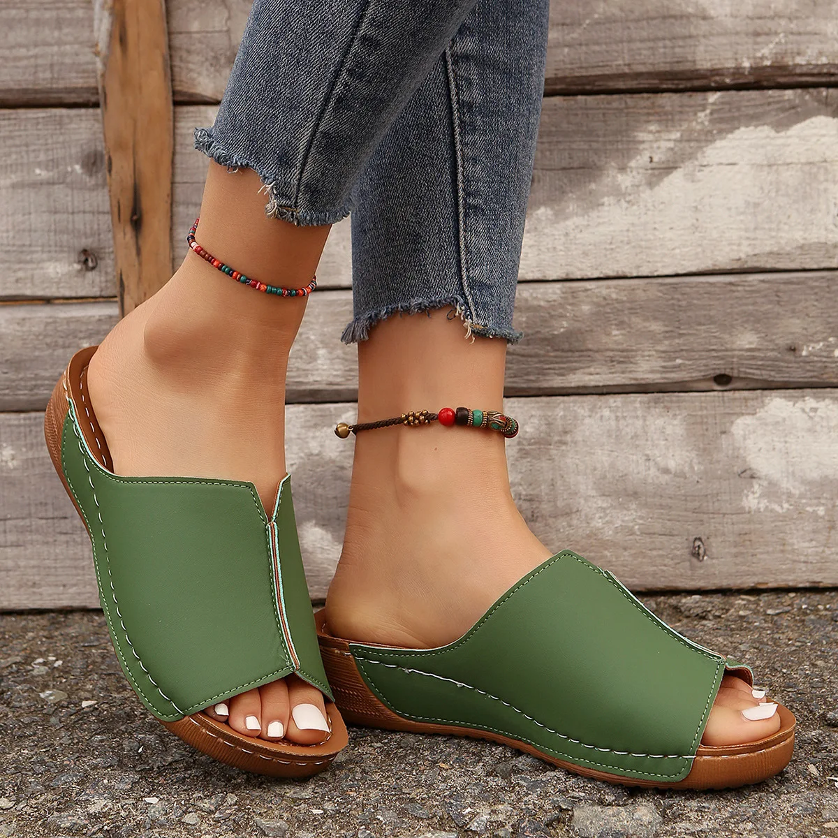 New Open Toe Women's Wedge Sandals White Summer Fashion Breathable Comfortable Sandals Woman Buckle Female Footwear Woman Shoes