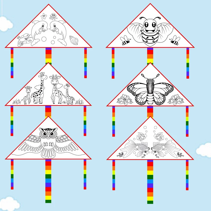Blank Kite DIY Children Education Painting Kite Children flying outdoor toys Grassland Activities Toy