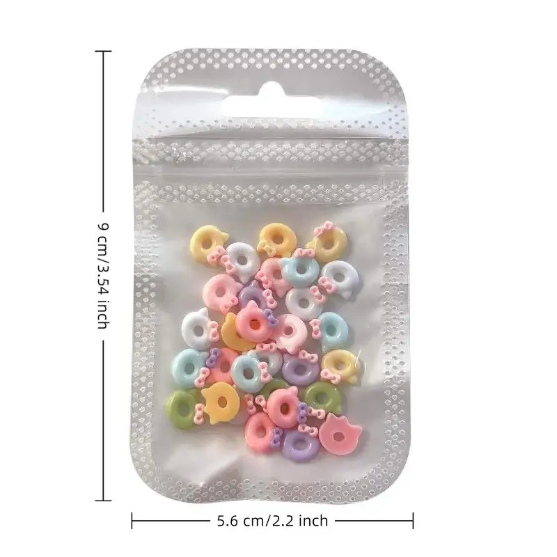 30Pcs Mix Cartoon Doughnut Nail Charms - Cute Manicure Decals, DIY Nail Art Decorations Accessories for Salon Home