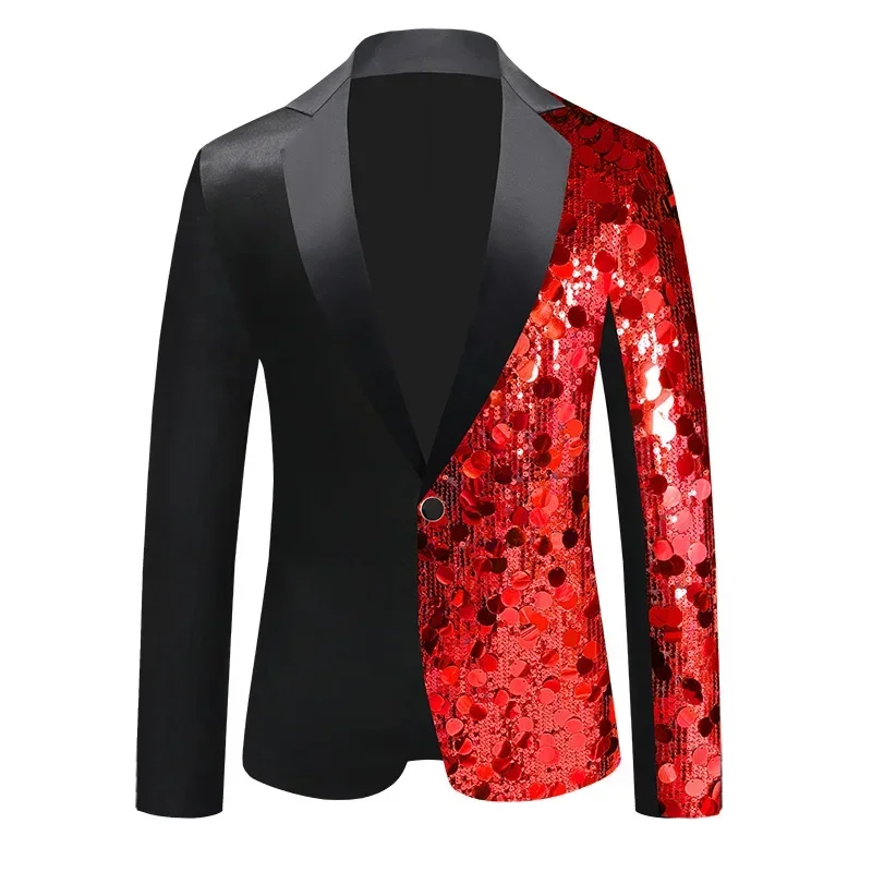 Blazer Jacket Men Luxury Sequin Suit Single Button Coats