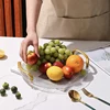 Acrylic Clear Round Serving Tray Bathroom Vanity Tray Decorative Tray With Golden Handle For Coffee Table Office 2
