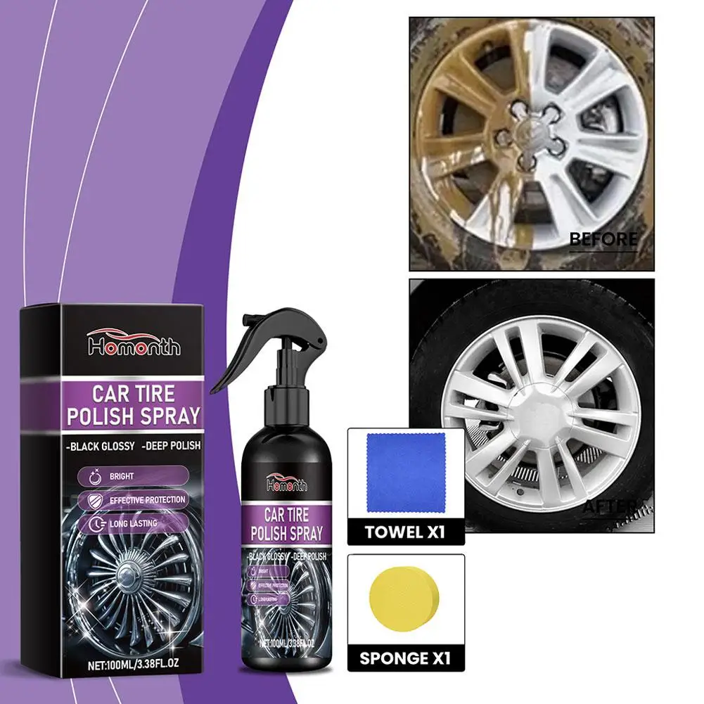 Car Tyre Gloss Tire Coating Spray Hydrophobic Sealant Wax For Car Wheel Auto Care Re-black Shine Chemistry Filler L1m6