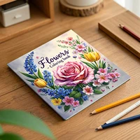 Flower Art Coloring Book 24 Page Gift For Birthday Party Relieve Stress Kill Time Graffiti Painting Drawing Art Book for Adults 2