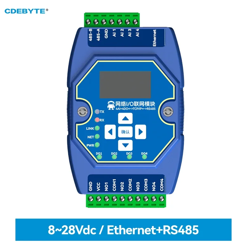 

Ethernet I/0 Networking Module 4AI 4DO ModBus Protocol RS485 RJ45 Network Port CDEBYTE ME31-XAAX0440 Ethernet Networking Module