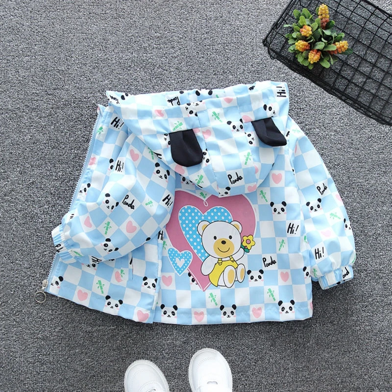 

Куртка с капюшоном для мальчиков и девочек, Повседневная ветровка с мультяшным рисунком, верхняя одежда на весну и осень