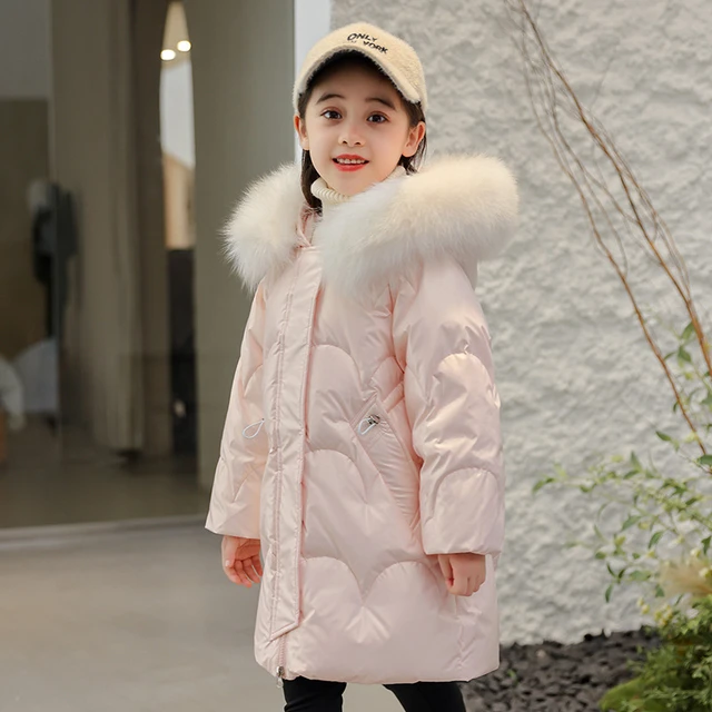 Doudoune à Capuche pour Fille de 6 à 14 Ans, Parka Longue avec Fermeture  Éclair, Col en Fourrure, Vêtements de Noël pour Enfant, Hiver - AliExpress