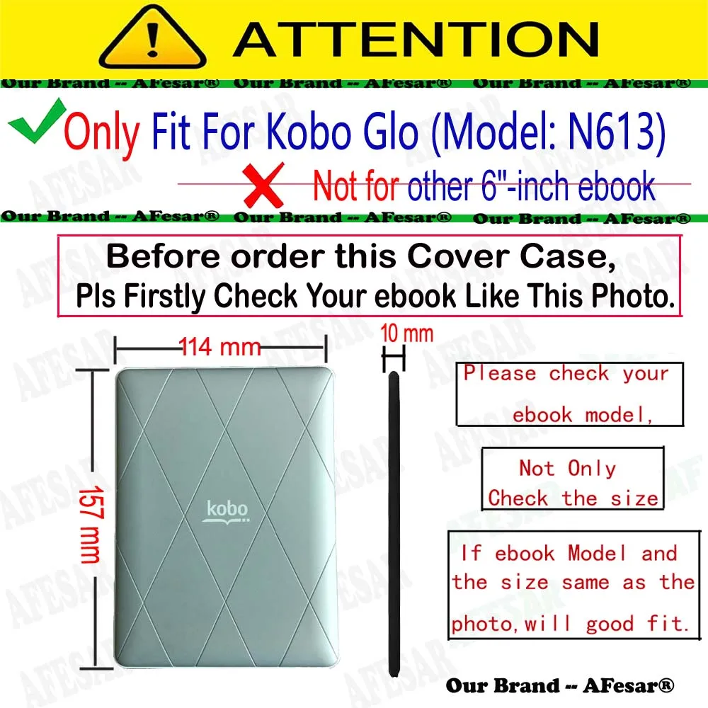 Flip Case for Kobo Glo ebook Reader Leather Cover Model N613 Protective Case with Magnet Closure Auto Sleep Gift Screen Film ereader case ereader cover