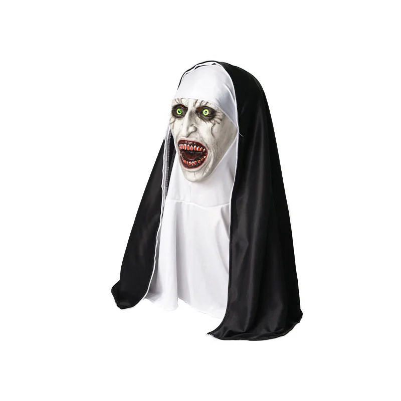 

Scary Headcover with Headpiece Soul Summoning Sister The Horror Scary Nun Latex Mask Halloween Makeup Masks Trick Ghost Face