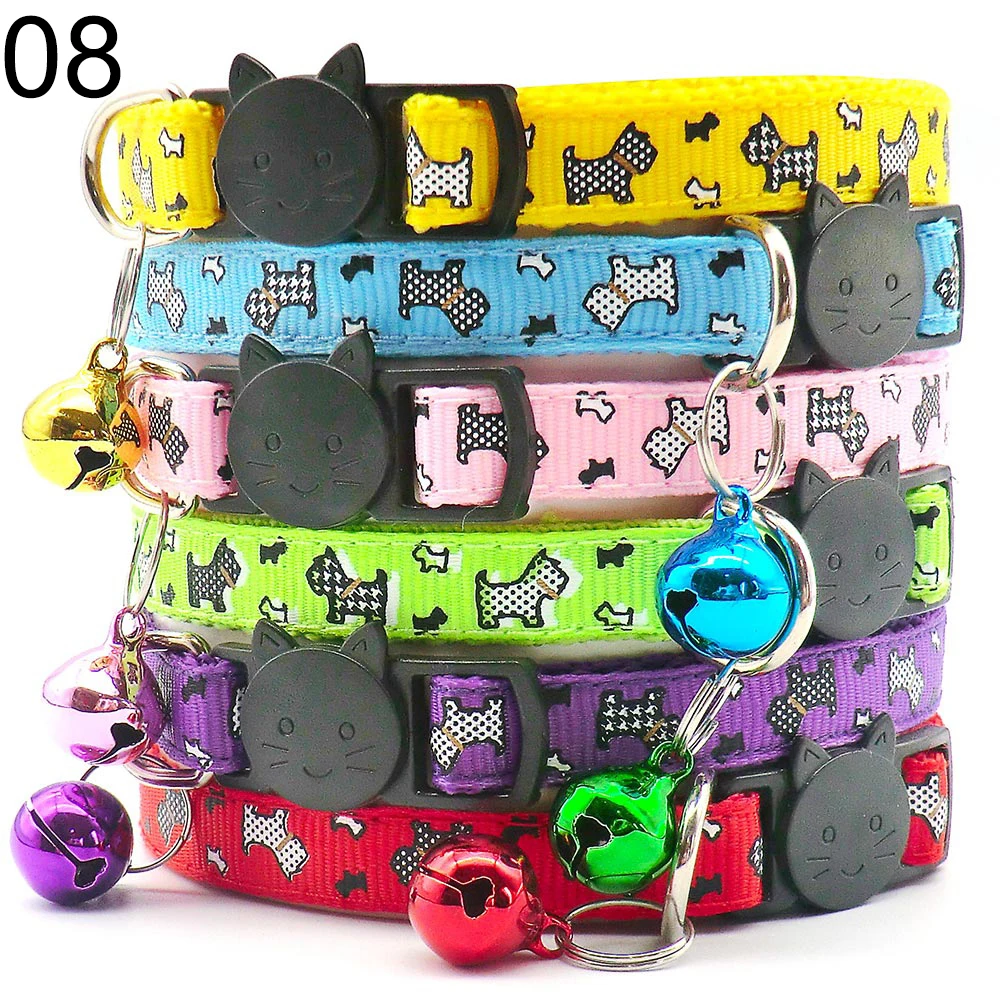 100Pcs Collar for Dogs Cat Necklace Cartoon Printed with Bell Dog Id Tag Accessories Training Choker Neck for Dog Cat Anti-lost 