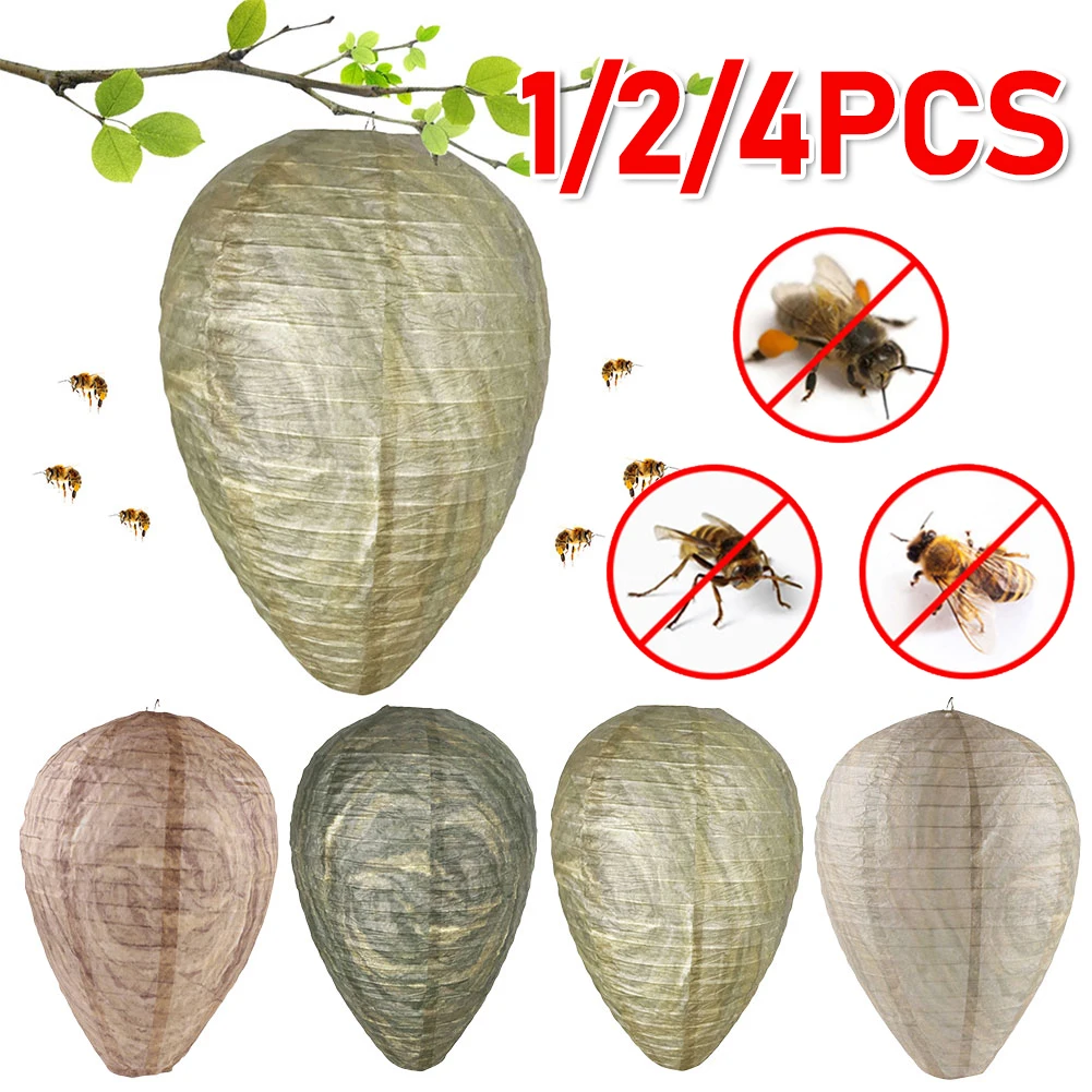 

1/2/4Pcs Waterproof Hanging Wasp Nest Decoy Paper Non- Effective Fake Nest Bee Decoy Deterrent for Home Beehive Lantern