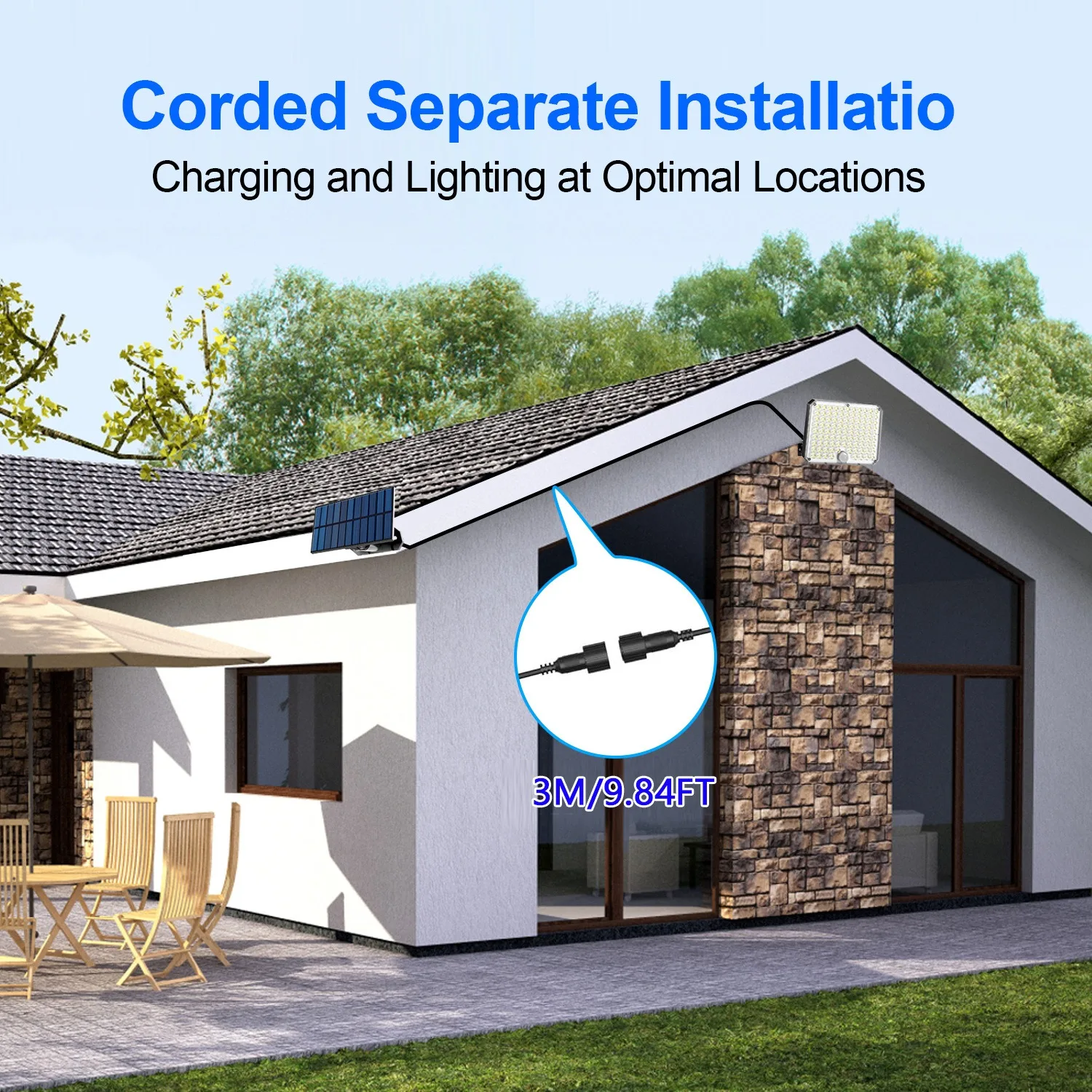Split Solar Lights Outdoor Waterproof with Motion Sensor Flood Solar Light Remot