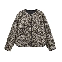TRAF Leopard Women's Outerwears 2024 Spring Autumn Winter Printed Jacket Coats Ladies Fashion Casual Elegant Long Sleeve Coats 1